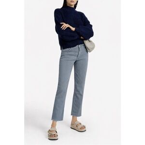 Nili Lotan Frayed Cotton Twill Straight Leg Pants
